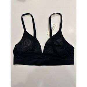 Size XS aerie SMOOTHEZ Mesh Bralette in True Black